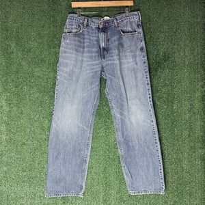 Levis 569 Mens 34x32 Blue Loose Fit Straight Leg Fade Distressed Denim Pants